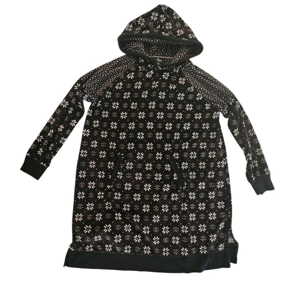 Simply Vera Vera Wang Black & White Patterned Hoodie Night Loungewear | Large - Picture 1 of 5
